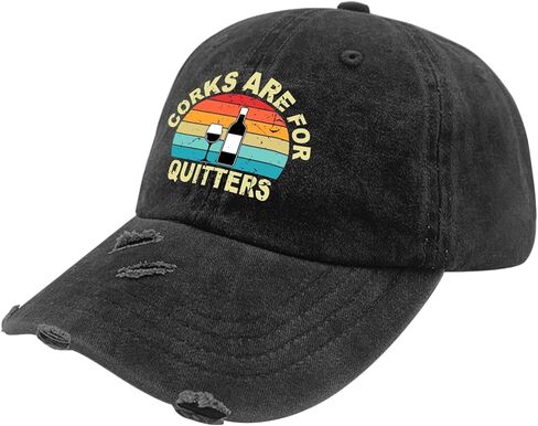 Corks are for Quitters Wine Hat Funny Trucker Hats Washed Distressed Baseball Caps Gifts for Firend Who Love Hats with Funny Sayings in Saudi Arabia