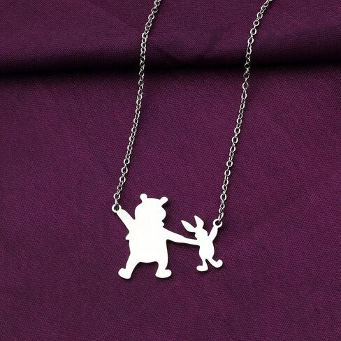 Pooh and Piglet Necklace Friendship Pooh Jewelry Best Friend Gift (Pooh and Piglet) in Saudi Arabia