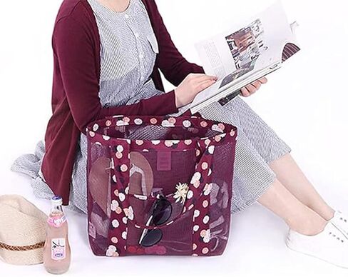 Reusable Grocery Bags Portable Mesh Tote Bag Hobo Women Large Foldable Shoulder Bag for Beach Picnic Vacation in Saudi Arabia