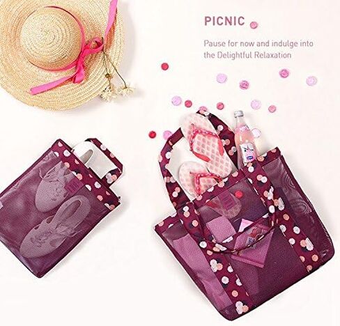 Reusable Grocery Bags Portable Mesh Tote Bag Hobo Women Large Foldable Shoulder Bag for Beach Picnic Vacation in Saudi Arabia