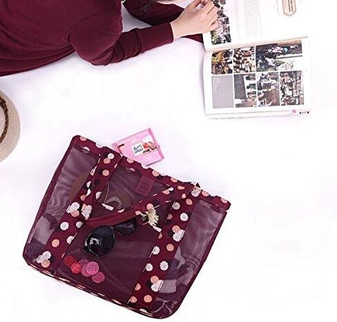 Reusable Grocery Bags Portable Mesh Tote Bag Hobo Women Large Foldable Shoulder Bag for Beach Picnic Vacation in Saudi Arabia