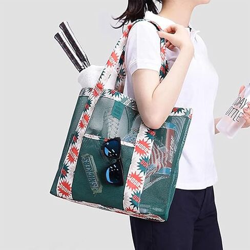 Reusable Grocery Bags Portable Mesh Tote Bag Hobo Women Large Foldable Shoulder Bag for Beach Picnic Vacation in Saudi Arabia