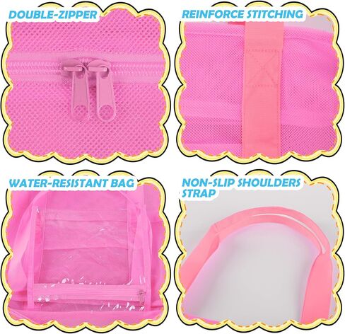 Large Beach Tote Bag With Zipper and 8 Pockets Lightweight Mesh Toys Storage Bag Sandproof Foldable Outdoor Bag in Saudi Arabia
