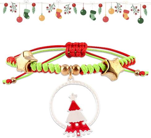 Christmas Bracelets Charm Xmas Beaded Bracelets Holiday Elastic Stretchy Bracelet Jewelry Gifts for Women in Saudi Arabia