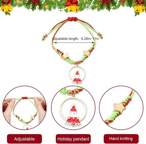 Christmas Bracelets Charm Xmas Beaded Bracelets Holiday Elastic Stretchy Bracelet Jewelry Gifts for Women in Saudi Arabia