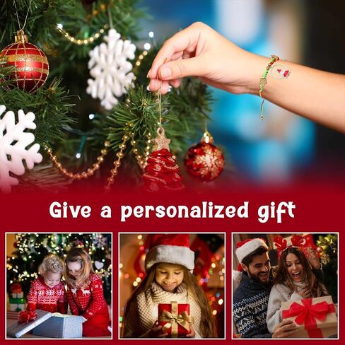 Christmas Bracelets Charm Xmas Beaded Bracelets Holiday Elastic Stretchy Bracelet Jewelry Gifts for Women in Saudi Arabia