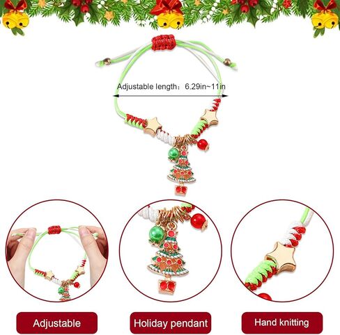 Christmas Bracelets Charm Xmas Beaded Bracelets Holiday Elastic Stretchy Bracelet Jewelry Gifts for Women in Saudi Arabia