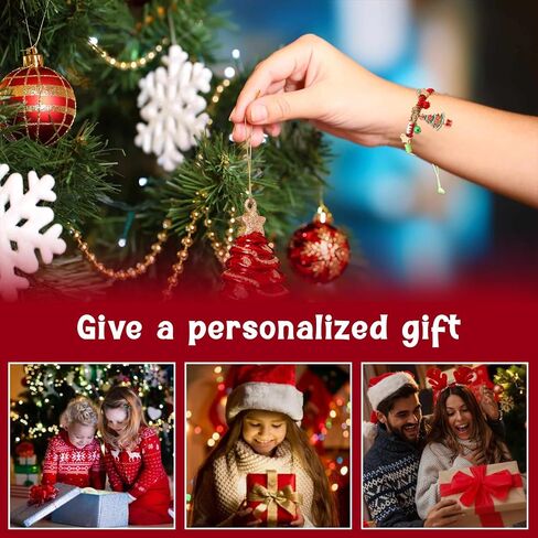 Christmas Bracelets Charm Xmas Beaded Bracelets Holiday Elastic Stretchy Bracelet Jewelry Gifts for Women in Saudi Arabia