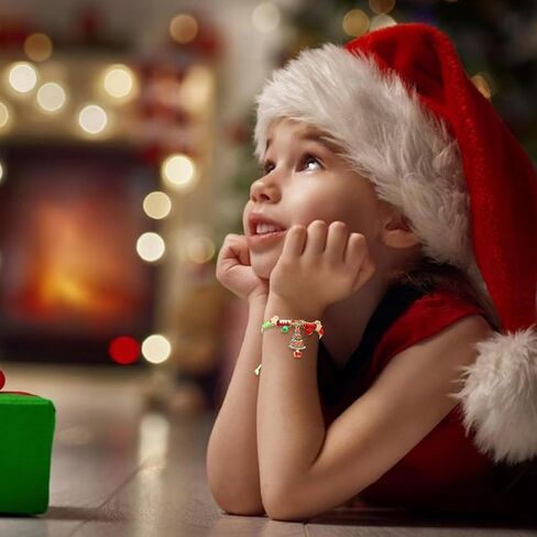 Christmas Bracelets Charm Xmas Beaded Bracelets Holiday Elastic Stretchy Bracelet Jewelry Gifts for Women in Saudi Arabia