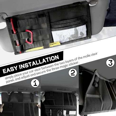 Car Sun Visor Organizer, Tactical Molle Car Visor Organizer Storage Pouch, Multi-Pocket Visor Panel Storage Bag Holder for Documents Cards, Auto Truck Interior Accessories (Army Green) in Kuwait
