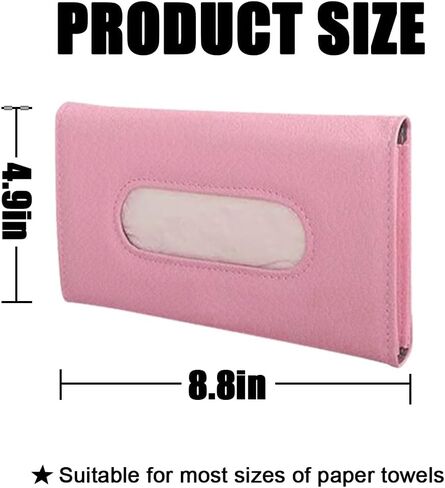 حامل مناديل السيارة، صندوق مناديل معلق من جلد البولي يوريثان الفاخر لحامل مناديل المقعد الخلفي للسيارة، موزع قناع مستطيل لأقنعة الشمس لمعظم السيارات - ملحق حاجب الشمس للسيارة (وردي) in Kuwait