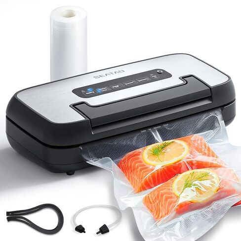 Vacuum Sealer Machine, SEATAO 90Kpa Food Vacuum Sealer Machine Preservation Dry & Moist & Extended Modes, Built-in Cutter & Bag Storage, Handle Locked Design, LED Indicator Light & Starter Kit in Saudi Arabia