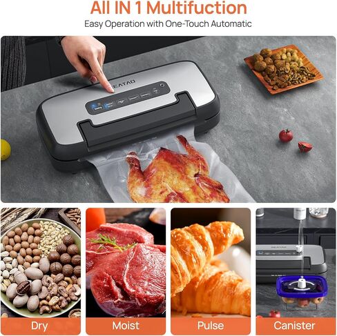 Vacuum Sealer Machine, SEATAO 90Kpa Food Vacuum Sealer Machine Preservation Dry & Moist & Extended Modes, Built-in Cutter & Bag Storage, Handle Locked Design, LED Indicator Light & Starter Kit in Saudi Arabia