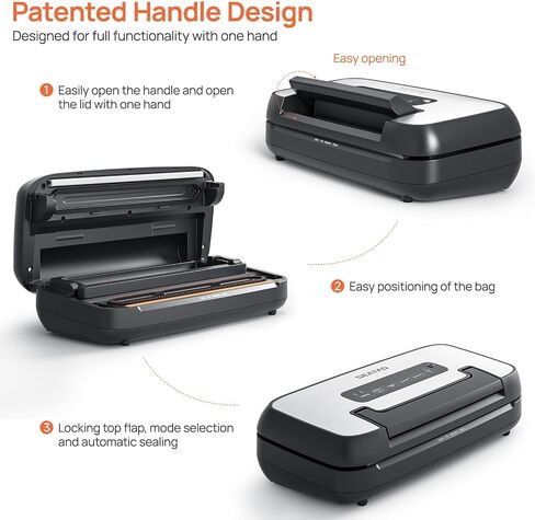 Vacuum Sealer Machine, SEATAO 90Kpa Food Vacuum Sealer Machine Preservation Dry & Moist & Extended Modes, Built-in Cutter & Bag Storage, Handle Locked Design, LED Indicator Light & Starter Kit in Saudi Arabia