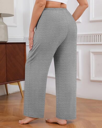3 Pack Plus Size Women's Pajama Pants Modal Wide Leg Lounge Yoga Pants with Pockets Drawstring Baggy Palazzo Jogger in Saudi Arabia