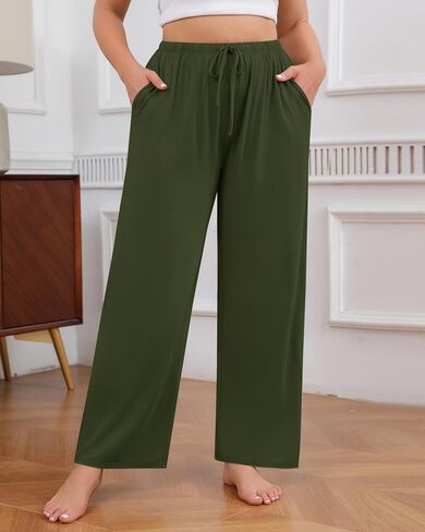 3 Pack Plus Size Women's Pajama Pants Modal Wide Leg Lounge Yoga Pants with Pockets Drawstring Baggy Palazzo Jogger in Saudi Arabia
