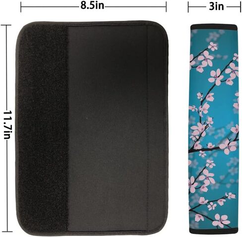 Decorative Cherry Blossom Car Seat Covers Full Set,Front and Rear Bench Seat Covers,Steering Wheel Cover,Seatbelt Pads,Armrest Cover,Universal Auto Accessories Fit for Most Cars in Kuwait