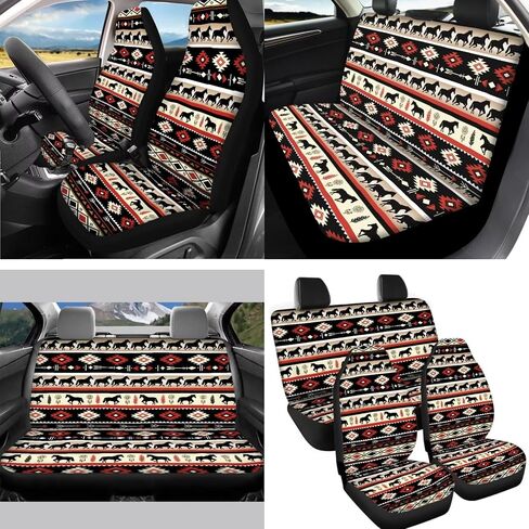 Decorative Cherry Blossom Car Seat Covers Full Set,Front and Rear Bench Seat Covers,Steering Wheel Cover,Seatbelt Pads,Armrest Cover,Universal Auto Accessories Fit for Most Cars in Kuwait