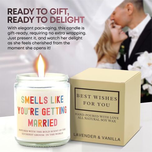 Funny Wedding Gifts, Bachelorette Gifts for Bride, Bridal Shower Gift for Bride-7oz Lavender Vanilla Scented Soy Wax Candle- Bride to Be Gifts for Her, Wedding Gifts for Bride,Bride to Be in Saudi Arabia