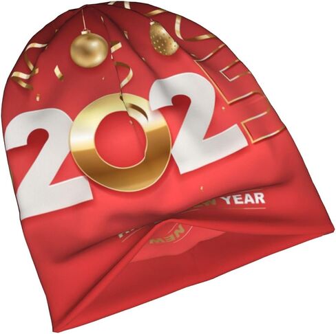 Happy New Year 2025 Beanie Hat Knitted Hats Chemo Hat Adult Headwear Skull Cap Nightcap in Saudi Arabia