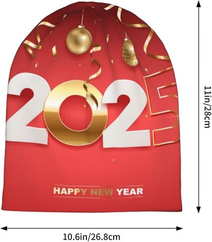 Happy New Year 2025 Beanie Hat Knitted Hats Chemo Hat Adult Headwear Skull Cap Nightcap in Saudi Arabia