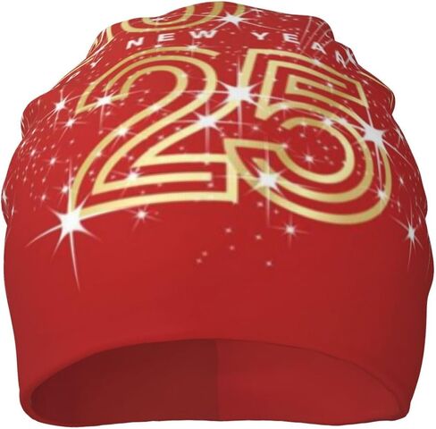 Happy New Year 2025 Beanie Hat Knitted Hats Chemo Hat Adult Headwear Skull Cap Nightcap in Saudi Arabia