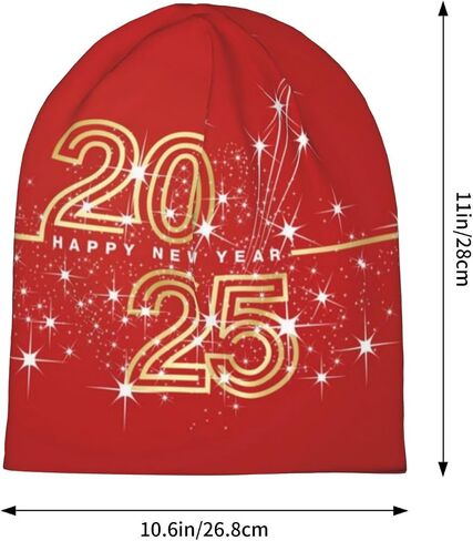 Happy New Year 2025 Beanie Hat Knitted Hats Chemo Hat Adult Headwear Skull Cap Nightcap in Saudi Arabia