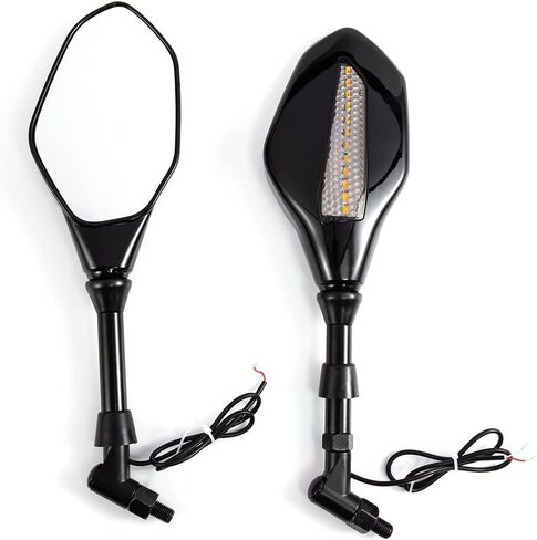 Evomosa دراجة نارية مرآة الرؤية الخلفية LED تشغيل ضوء مرآة الرؤية الخلفية 8 مللي متر/10 مللي متر عالمي ، مرايا الدراجات النارية مع إشارات الانعطاف ، in Kuwait