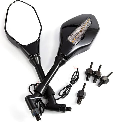 Evomosa دراجة نارية مرآة الرؤية الخلفية LED تشغيل ضوء مرآة الرؤية الخلفية 8 مللي متر/10 مللي متر عالمي ، مرايا الدراجات النارية مع إشارات الانعطاف ، in Kuwait