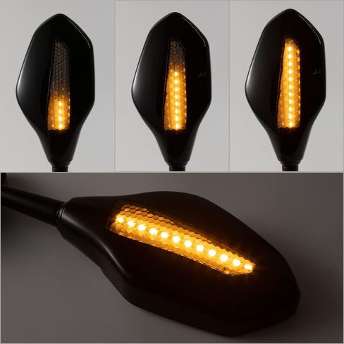 Evomosa دراجة نارية مرآة الرؤية الخلفية LED تشغيل ضوء مرآة الرؤية الخلفية 8 مللي متر/10 مللي متر عالمي ، مرايا الدراجات النارية مع إشارات الانعطاف ، in Kuwait