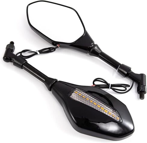 Evomosa دراجة نارية مرآة الرؤية الخلفية LED تشغيل ضوء مرآة الرؤية الخلفية 8 مللي متر/10 مللي متر عالمي ، مرايا الدراجات النارية مع إشارات الانعطاف ، in Kuwait