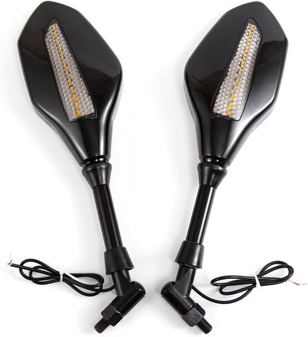 Evomosa دراجة نارية مرآة الرؤية الخلفية LED تشغيل ضوء مرآة الرؤية الخلفية 8 مللي متر/10 مللي متر عالمي ، مرايا الدراجات النارية مع إشارات الانعطاف ، in Kuwait