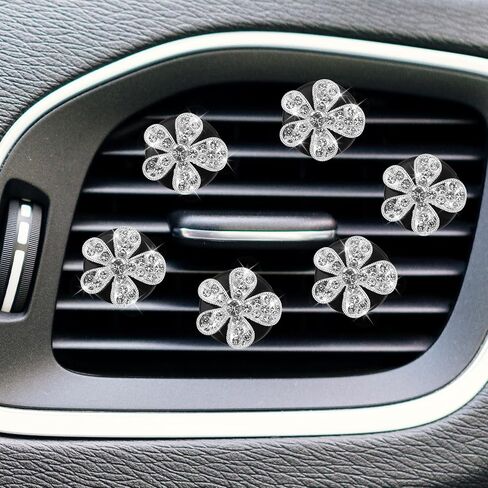 6 Pack Daisy Car Vent Clips Car Air Vents Clips Bling Flowers Car Vent Clips Cute Rhinestone Car Air Freshener Clip On Air Fresheners Car Decor Car Accessories for Car Diffuser Interior in Saudi Arabia
