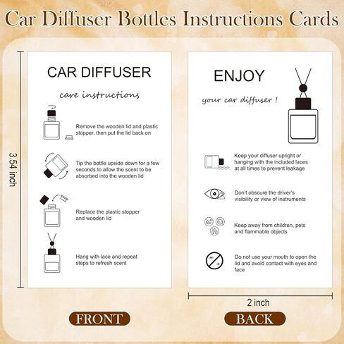 100 Sets Hanging Car Air Freshener Diffuser Bottles Bulk Empty Glass Perfume Bottles with Car Diffuser Instructions Business Cards for Empty Car Essential Oil Diffuser Bottles(Round) in Saudi Arabia