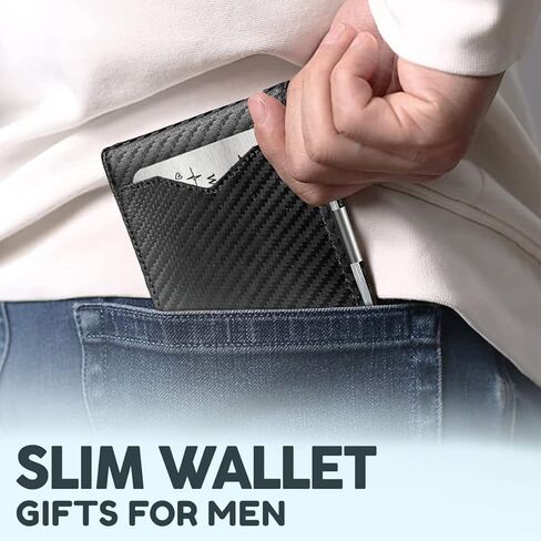 Christmas Birthday Gifts For Men, Anniversary Wedding Gifts For Husband From Wife, Gifts For Him, Husband Gifts, RFID Blocking Slim Minimalist Wallets, Money Clip Mens Wallet And Metal Message Card in Saudi Arabia