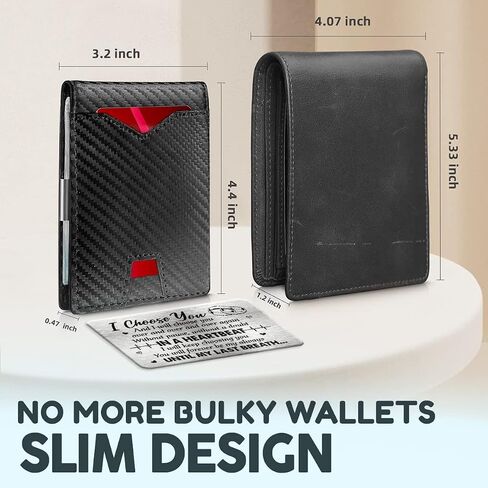 Christmas Birthday Gifts For Men, Anniversary Wedding Gifts For Husband From Wife, Gifts For Him, Husband Gifts, RFID Blocking Slim Minimalist Wallets, Money Clip Mens Wallet And Metal Message Card in Saudi Arabia