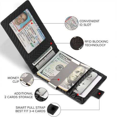 Christmas Birthday Gifts For Men, Anniversary Wedding Gifts For Husband From Wife, Gifts For Him, Husband Gifts, RFID Blocking Slim Minimalist Wallets, Money Clip Mens Wallet And Metal Message Card in Saudi Arabia