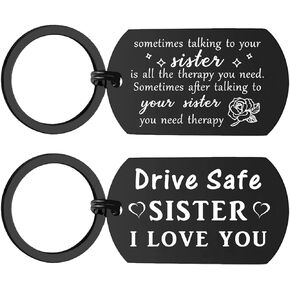 ENGZHI Drive Safe Sister Keychain - I Love You Sister Gifts for Women - Sister Birthday Gift Ideas
