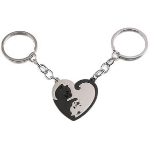 YALLNASL Anniversary Christmas Gift for Friends Husband Wife - Cat Friendship Keychain for 2 Matching Keychains for BFF