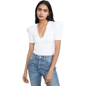 Susana Monaco Women's Pleated Sleeve Deep V Top