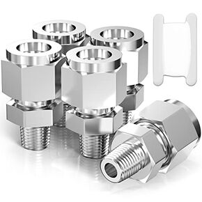 TAISHER 1PCS 304 Stainless Steel 90 Degree Compression Tube Pipe Fitting Connector, 4MM Tube OD x 1/4" NPT Male Adapter