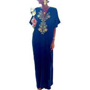 L-Peach Women's Cotton Kaftan Loungewear Boho Homewear Oversized Kimono Maxi Beach Dress Cover Ups Robes