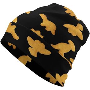 Cute Dinosaur Chicken Nuggets Pattern Beanie Hat for Men Women Knit Warm Casual Hats Classic Winter Cap