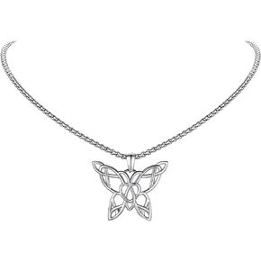 FindChic Butterfly Necklace for Women Girls Stainless Steel/925 Sterling Silver/Gold Plated Dainty Necklace Small/Hollow-out/3D Stereoscopic Butterfly Design Jewelry Gift for Valentine Birthday, with Gift Box