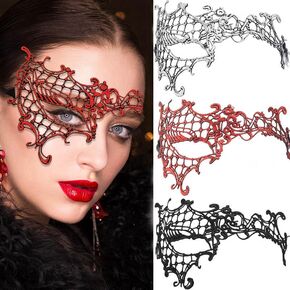 Haomye Masquerade Mask Black Lace Masks Venetian Eye Mask for Rave Mardi Gras Costume