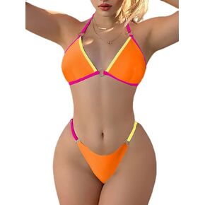 بيكيني BIKINX للنساء بيكيني مثلث مثير مكون من قطعتين، مجموعة استحمام بلون سادة in Kuwait