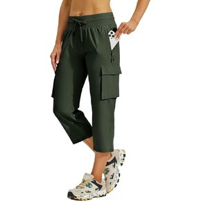 Willit Women's Cargo Capris Hiking Joggers Pants with Pockets Quick Dry Lightweight Outdoor Casual