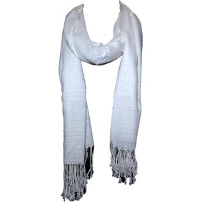 100% Natural Pure Silk Scarf, Solid Color Plain Scarves Soft Winter, White