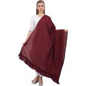 Indian Neck Wrap Cotton Dupatta Women Ethnic Chunni Ruffled Scarf