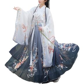 المرأة الصينية Hanfu عباءة طويلة فينيكس طباعة واسعة الأكمام مفتوحة الجبهة سترة فلوي Hanfu رداء وي جين سلالة زي